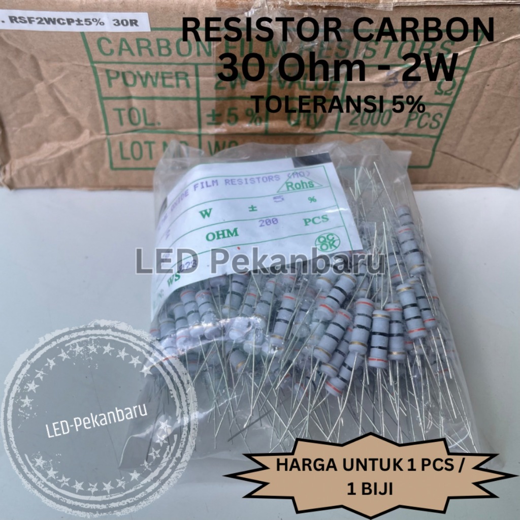 RESISTOR 2W 30 OHM 30R 30ohm 2 WATT R CARBON / KAPUR / KARBON TOLERANSI 5%