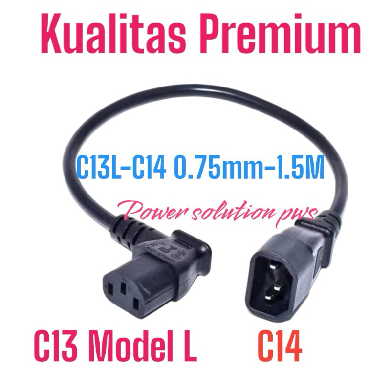Kabel C13 C14 Model L Power cord Output Rak Rack Server Ups C13L ke C14 / C14 to C13 L Bengkok