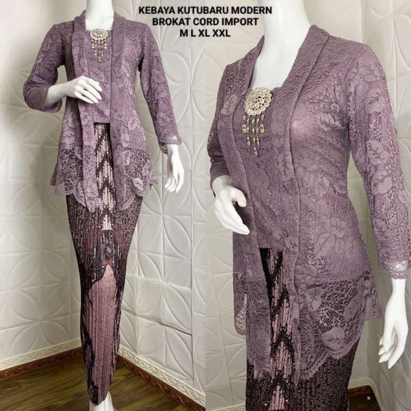 Kebaya Kutu Baru Brokat Baju Kondangan Wanita Slimfit Lengan Panjang Model Busui Resleting Depan