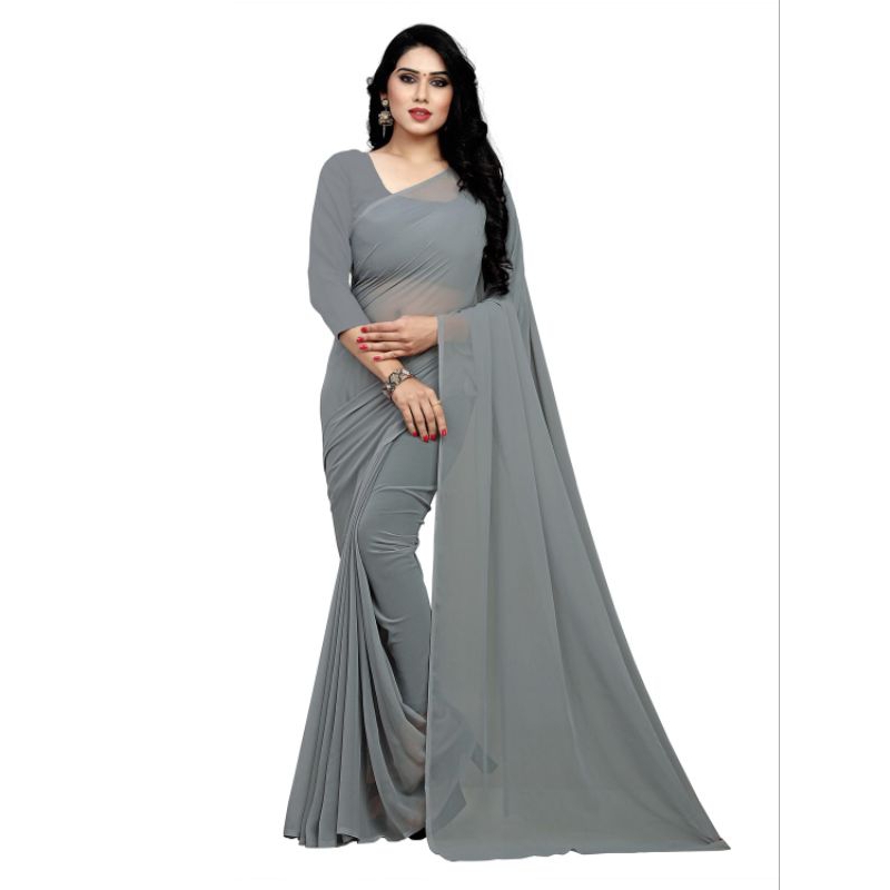 saree chiffon polos / chiffon plain saree / kain saree india murah