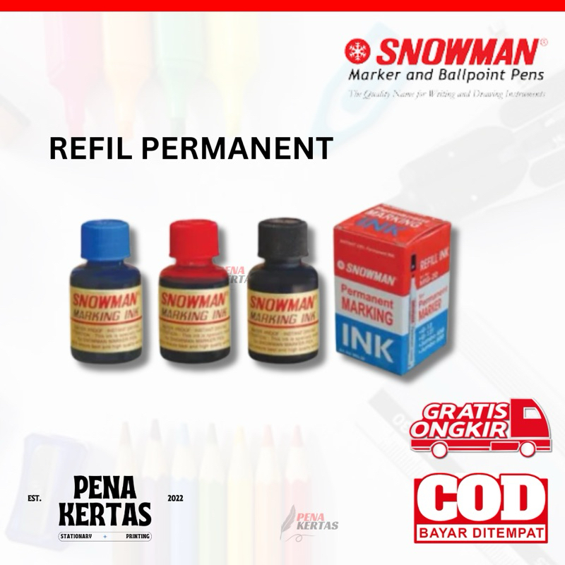 

Refill tinta Snowman permanent - tidak bisa dihapus