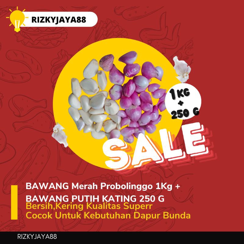 

Bawang merah 1kg free Bawang putih 250 g