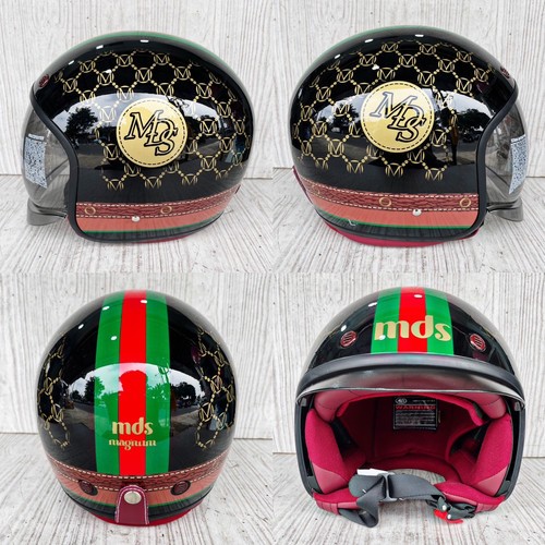 Helm Retro MDS MAGNUM Motif SOLID Helm Half Face SNI