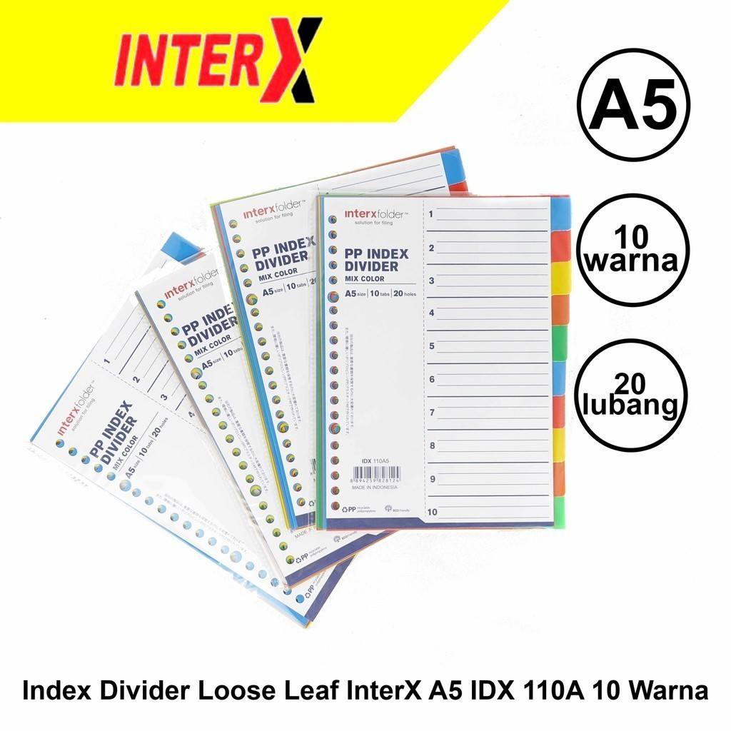 

InterX Index Divider Loose Leaf A5 10 Warna IDX-110A5