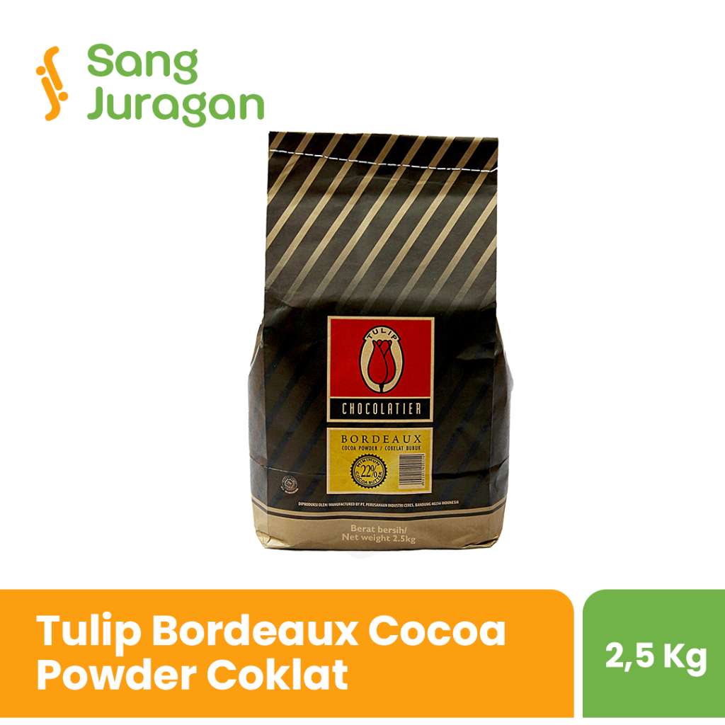 

Cokelat Bubuk Tulip Bordeaux Pure Dark Coklat Tulip / Cocoa Powder 2,5 kg | 500 gr