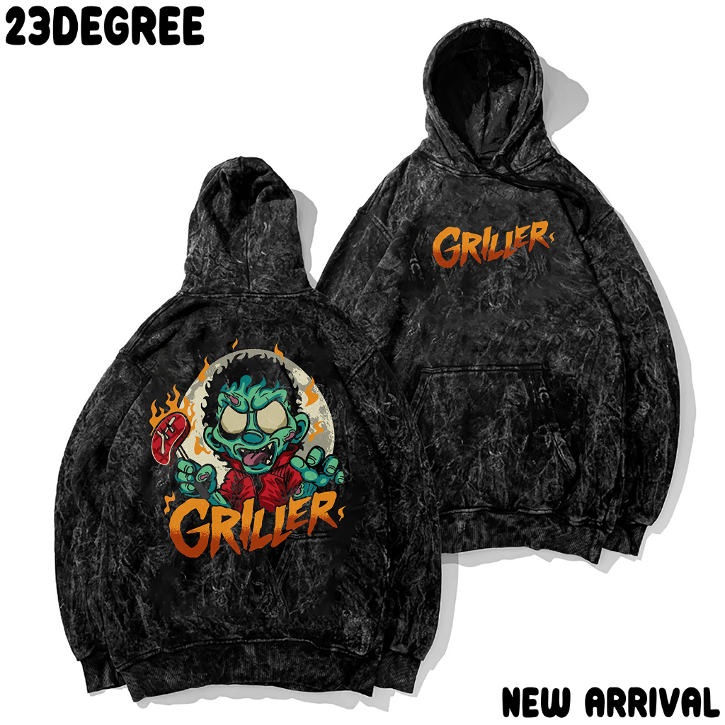 Jaket Hoodie Sweater Jumper Pull-Over Washing Sandwash Wosh Washed motif The Griller by 23Degree