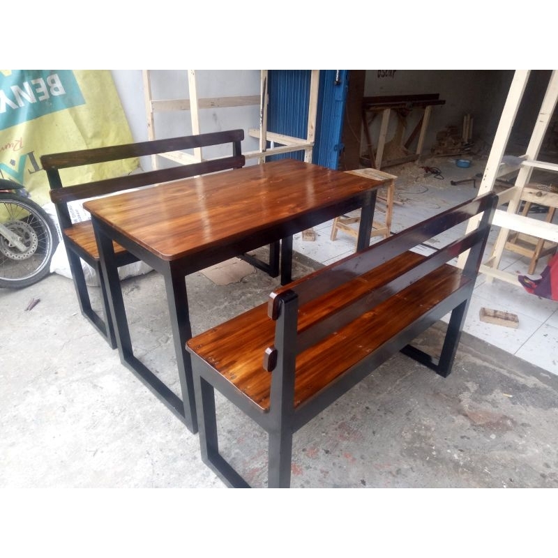 meja makan cafe + 2 kursi sender