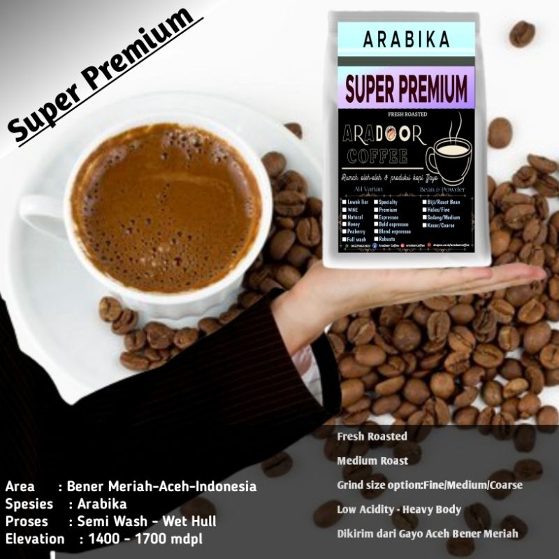 

Kopi Gayo Arabica Premium Roasted Bean/Powder AraDoor Coffee
