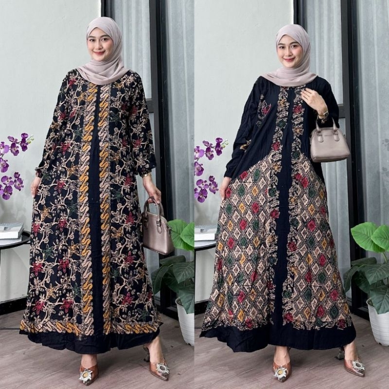 GAMIS BATIK BABARPINDO KLOK GAMIS BATIK HITAM GAMIS RAYON ABAYA BABAR PINDO ABAYA BATIK MULTICOLOR G