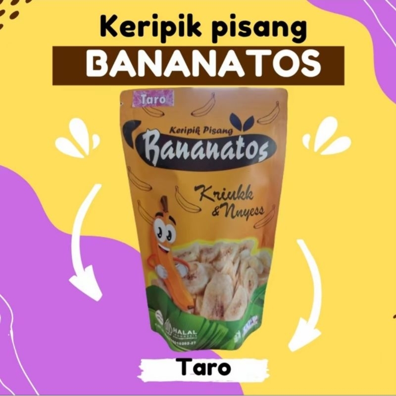 

Keripik Pisang Bananatos Taro | Banana Chips Taro | Camilan Sehat Terbuat dari Bahan Pilihan | 100 g