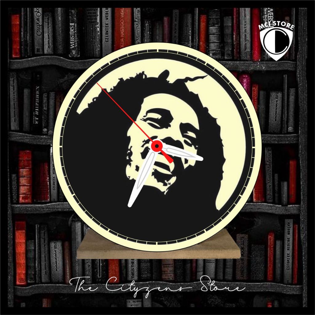 Jam Meja Kayu Custom Bob Marley 1