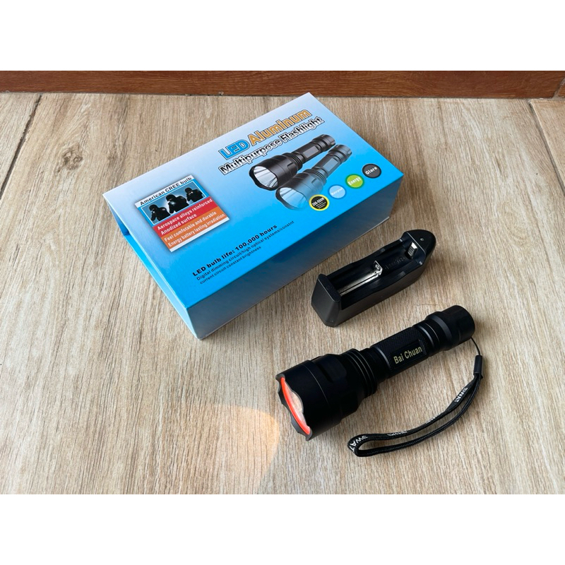 senter C8 sinar kuning senter cahaya kuning senter flashlight menyala warna kuning