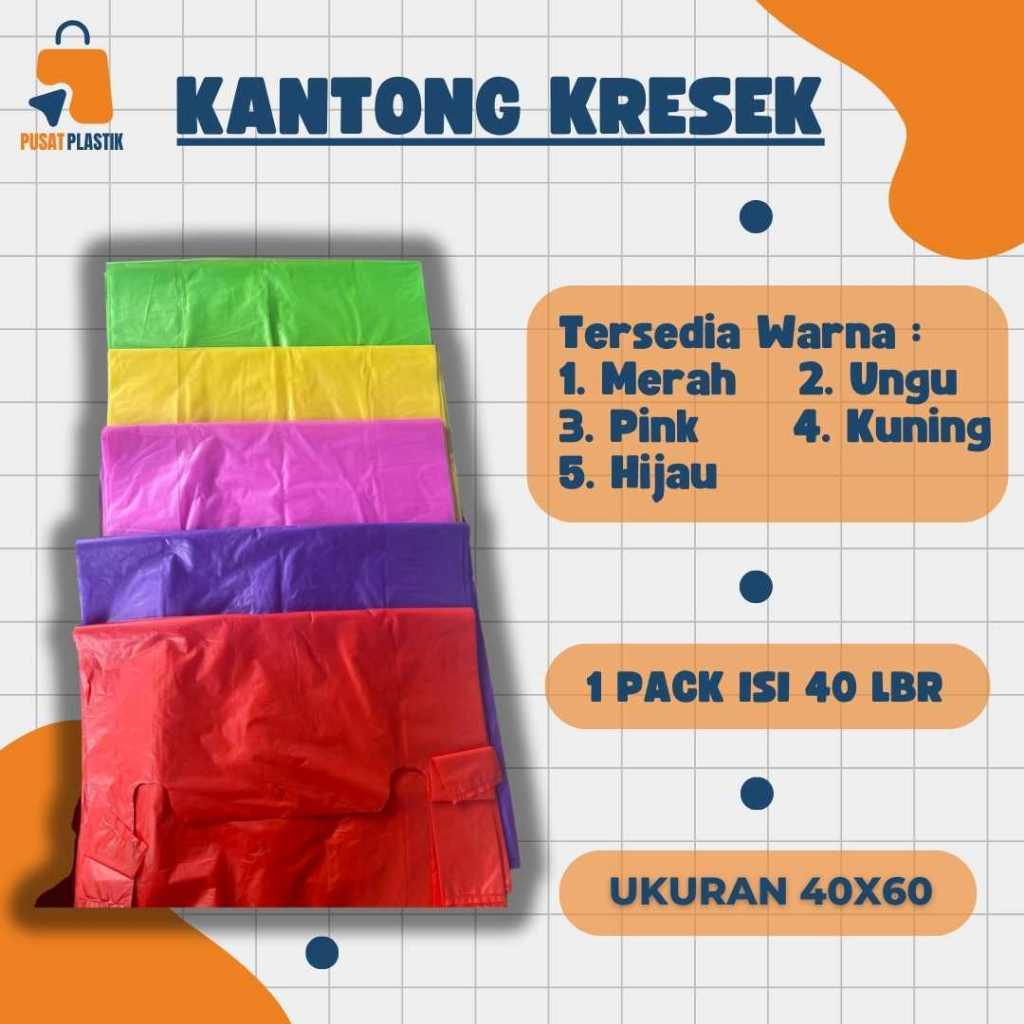 Kantong Plastik Warna| Kresek Warna | Tas Plastik Warna uk. 40x60