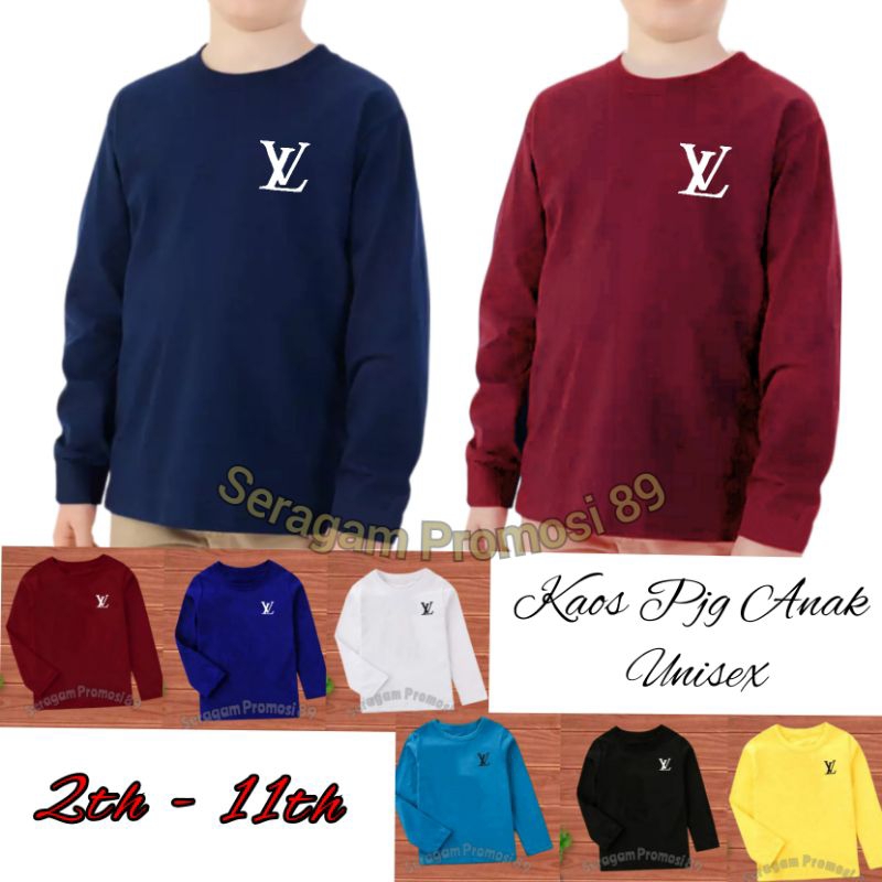 Baju Kaos Panjang Anak Laki Perempuan Unisex 2-11 Tahun / Kaos Katun Lengan Panjang Anak Cowok Cewek