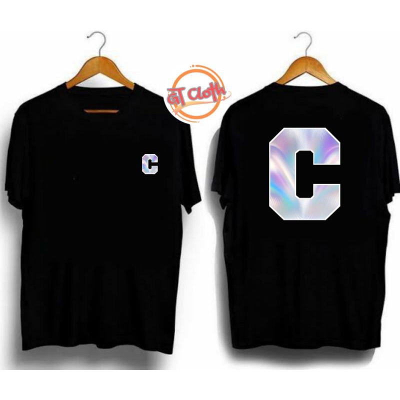 LOGO Inisial Nama Huruf C Hologram Baju Kaos Distro Premium Pria Wanita Combed30s