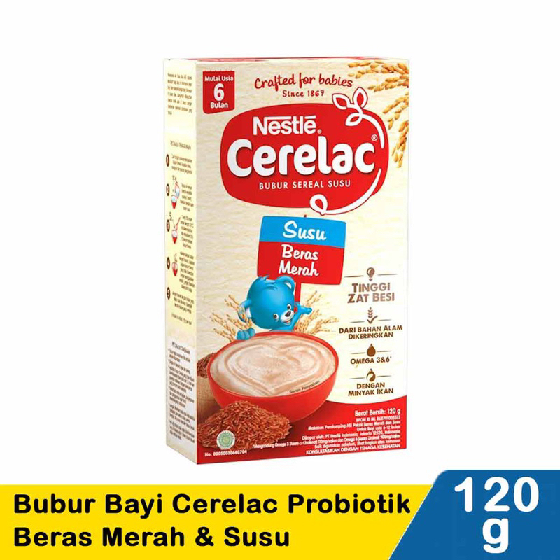 Nestle Bubur Bayi Cerelac Probiotik Beras Merah & Susu 120G