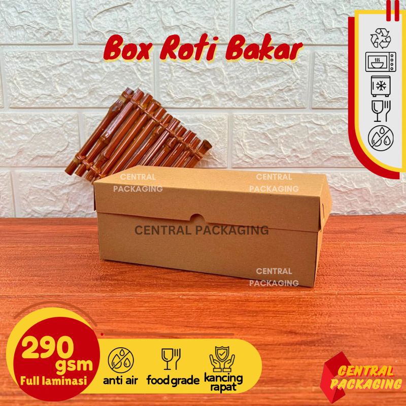 Box Roti Bakar Laminasi Kraft 290 gsm ukuran 21x9.5x8 cm / Dus Roti Bakar / Dus Roti Gembong Brownie