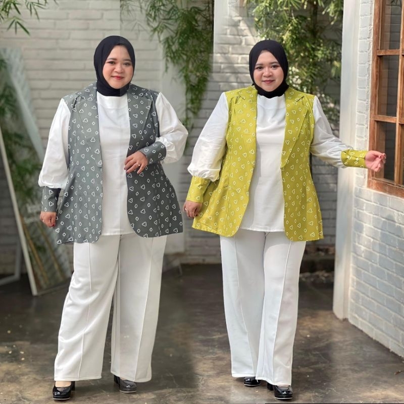 BLAZER BATIK WANITA JUMBO SERAGAM KANTOR FULL FURING TRICOT UKURAN M L XL XXL LD 120 130 140 CM