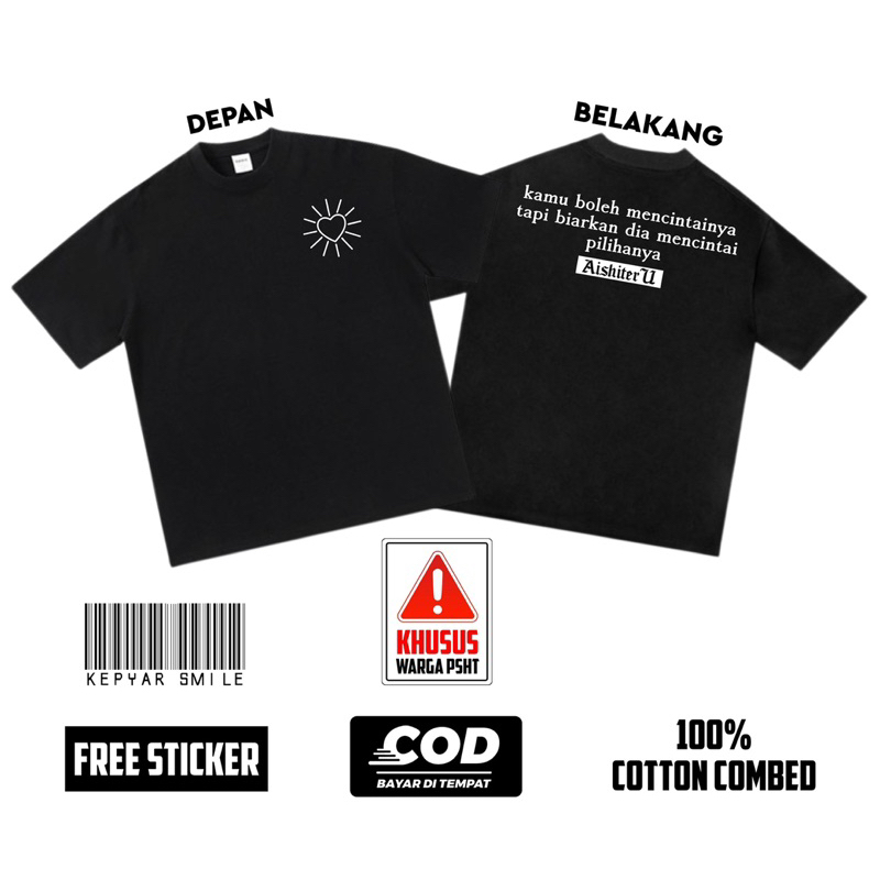 KAOS PSHT AISHITERU VERSI HITAM / KAOS KATA KATA PSHT