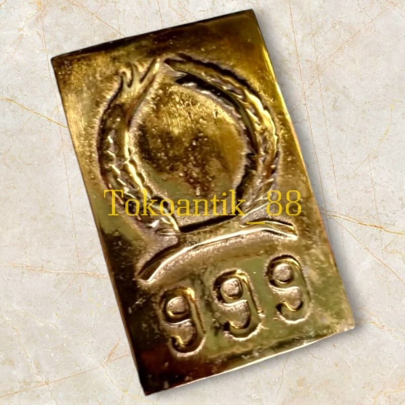 Replika emas batangan padi kapas 999 bahan kuningan asli mirip asli