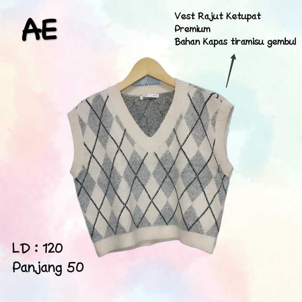 Vest Rajut Premium (Thrift) , Rompi Rajut, Cardigan rajut, Crop, Rajut kepang