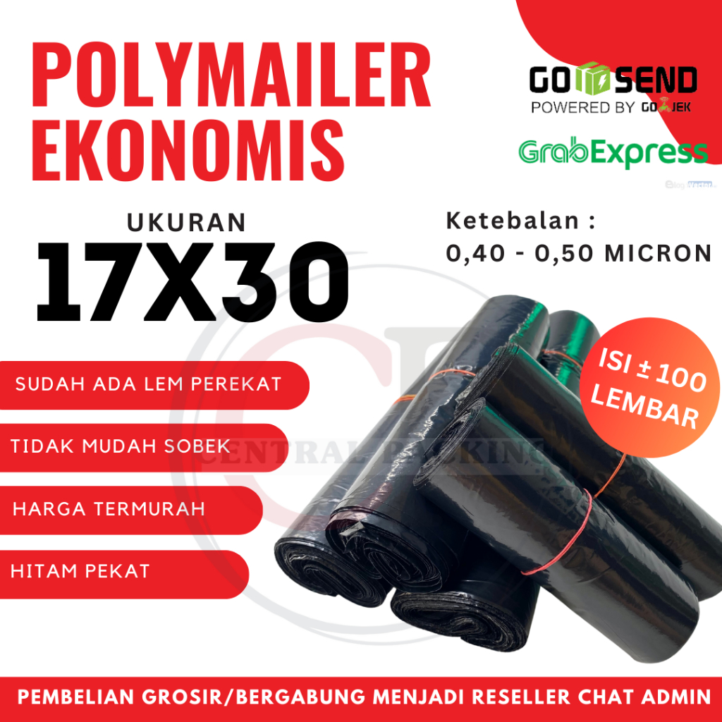 

Plastik Polymailer Ekonomis ukuran KECIL isi 100 lembar 17x30