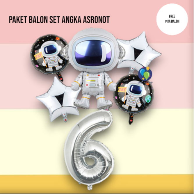Paket Ulang Tahun Balon Astronot Jumbo / Set Dekorasi Ulang Tahun Anak