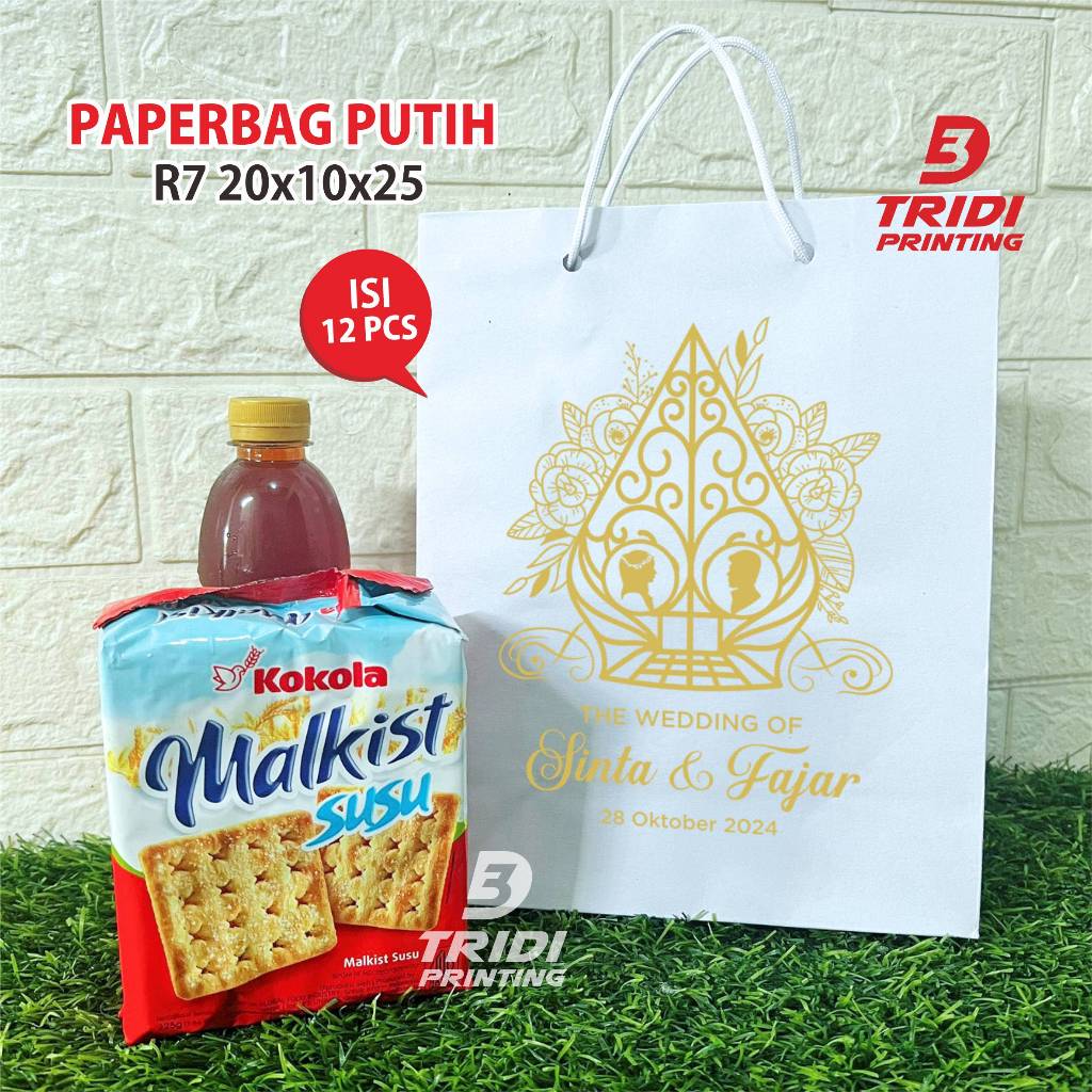 

PAPER BAG PUTIH R7 20X10X25cm | paperbag murah custom & polos