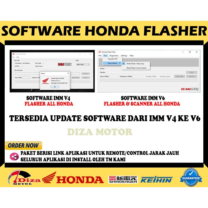Sofware Aplikasi Scanner/Flasher Remap Ecu Honda Flashtool IMM Tech V4 & V6 Original