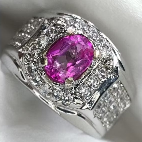 PINK TOPAZ RING MICROSETTING ALPAKA