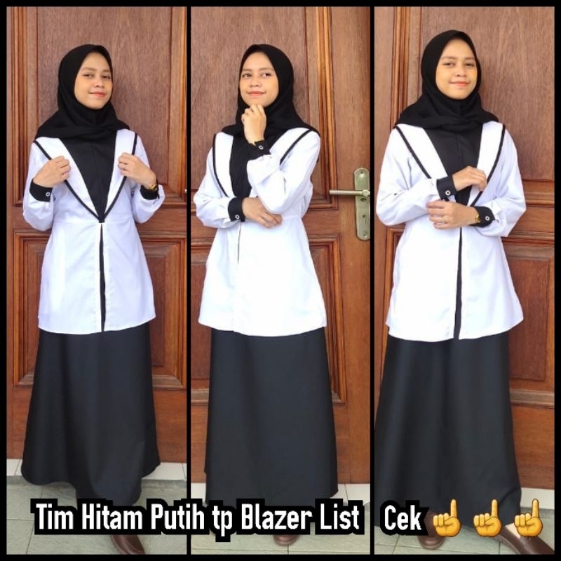Riyani Seragam Pns Hitam Putih Gamis Hitam Putih Two Piece Bahan Toyobo