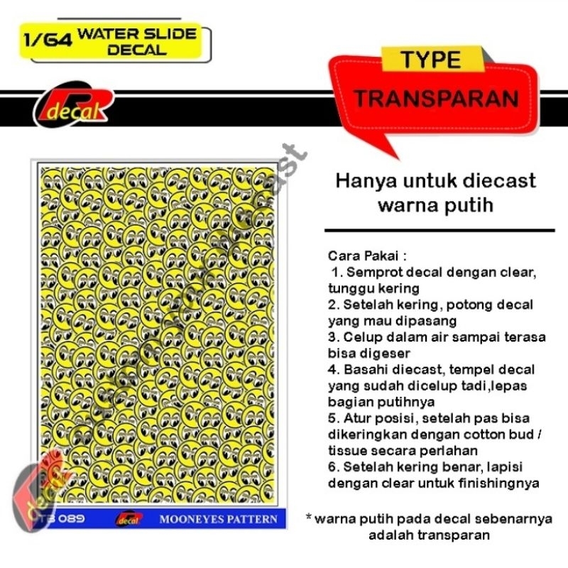 TB089 Decal Hotwheels Transparan Diecast 1/64 Mooneyes Pattern