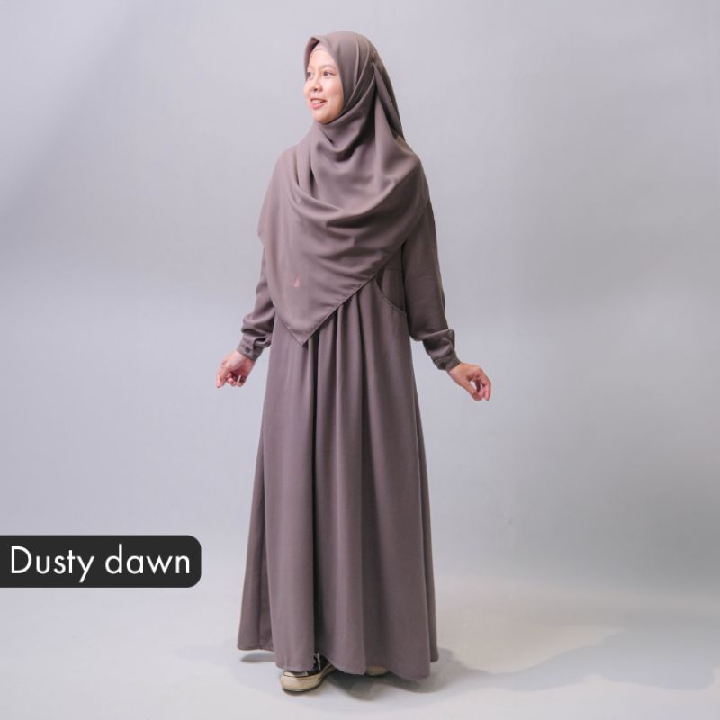 Gamis Ayumi New Hitam, Midgrey, Pink Beige, Almond Hijab Alila Polos