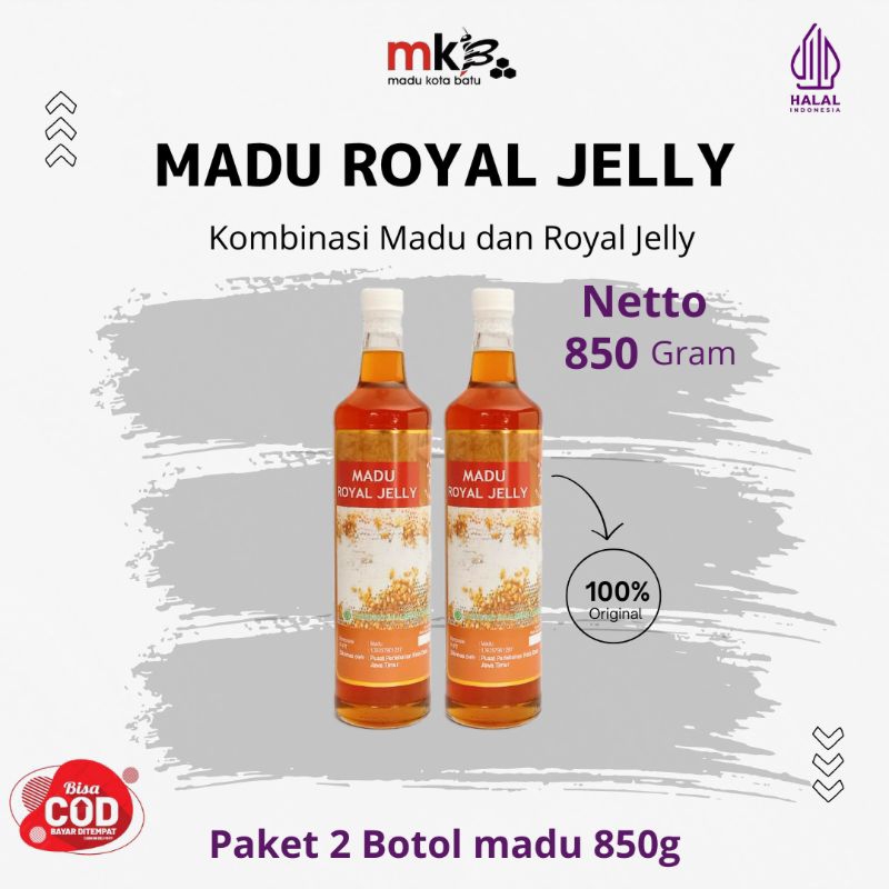 

Madu Kota Batu | Paket 2 Botol 850g Madu Asli Murni Royal Jelly 2IN1 Madu dan Royal Jelly Murni/ Susu Ratu Lebah