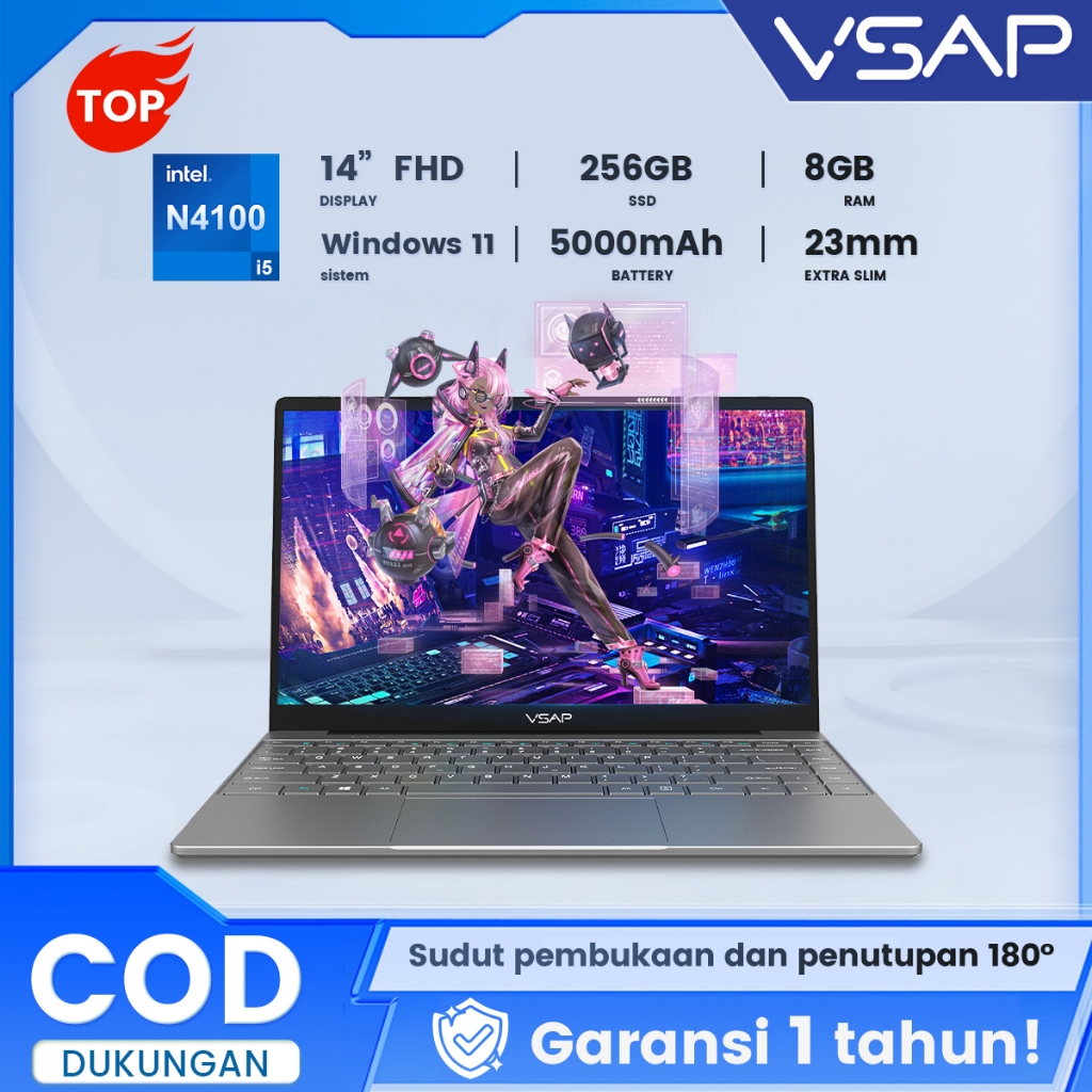 VASP Notebook Laptop Intel Celeron N4100/N3350 8GB RAM 256GB SSD Windows 11 OHS 14 Inch FHD Laptop