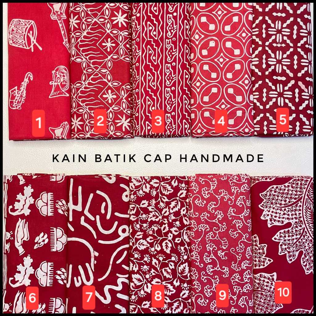 Kain Batik Cap Garutan Pekalongan 1 Warna Merah