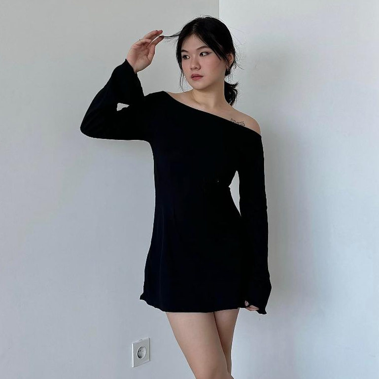 Mini Dress Pongo Knit Dress Pendek wanita lebaran || Evare Studio
