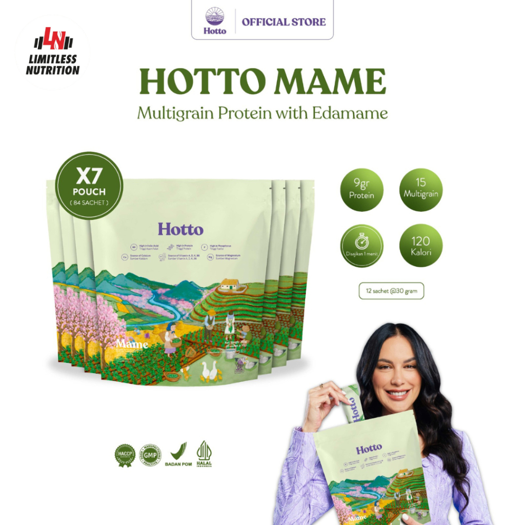 

Hotto Mame Multigrain Protein With Edamame 7 Pouch - 12 Sachet/Pouch
