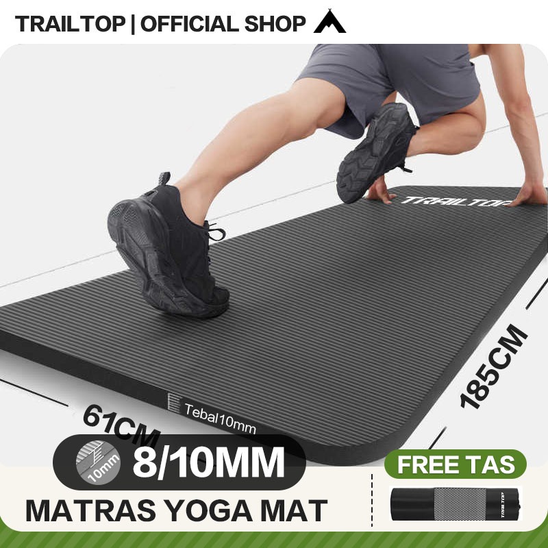 TrailTop Matras Olahraga NBR Yoga Mat Matras Yoga Anti Slip Karpet Olahraga Tebal 8-10 mm