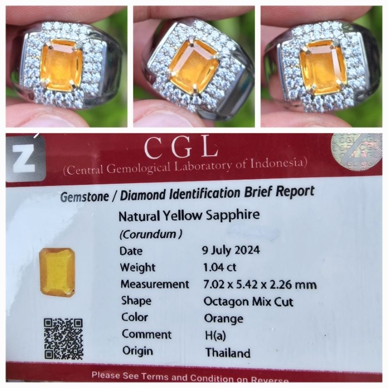 Natural Orange Sapphire Thailand Memo 1.04 crt