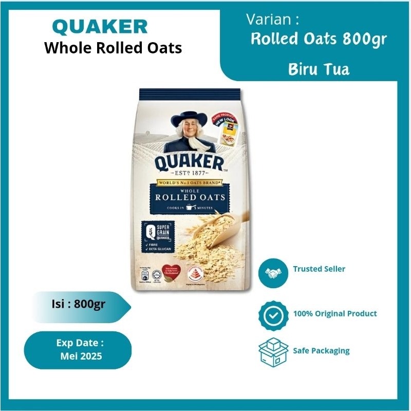 

Quaker Whole Rolled Oat Pouch 800gr | Makanan Sehat