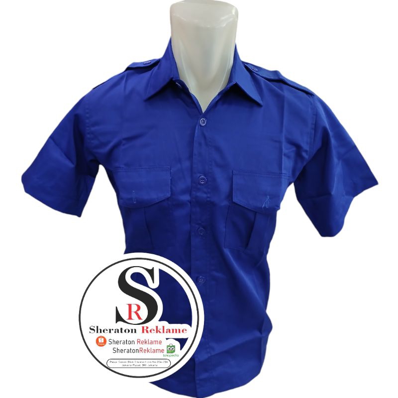kemeja biru benhur polos seragam biru benhur polos baju biru benhur polos lengan pendek