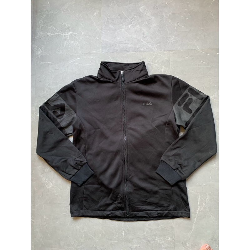 FILA TRACKTOP FULL BLACK TAPPED SPELLOUT JACKET ORIGINAL SECOND PRELOVED BEKAS