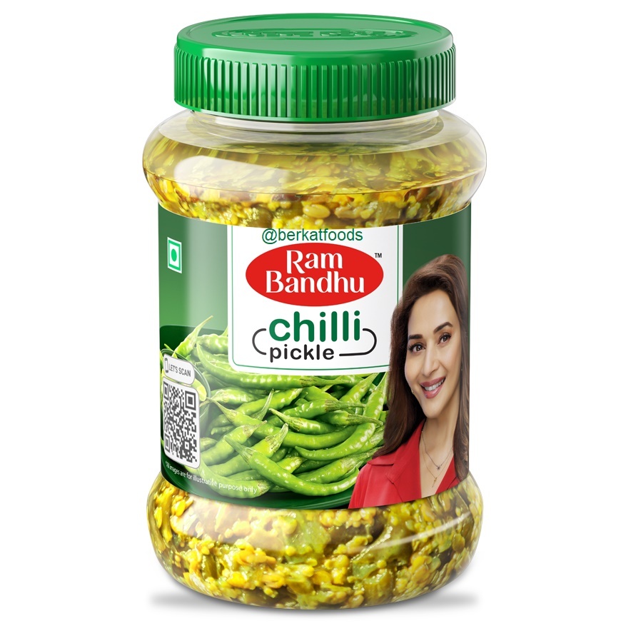 

Green Chilli Pickle Ram Bandhu / Acar Cabai Hijau India / Mirch Mirchi Achaar