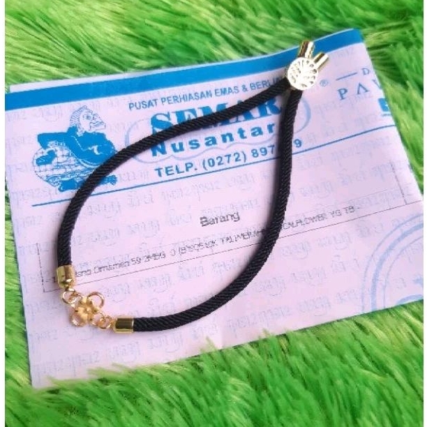 Gelang Tali Serut Lilit Hitam Bunga Dop Semar Nusantara