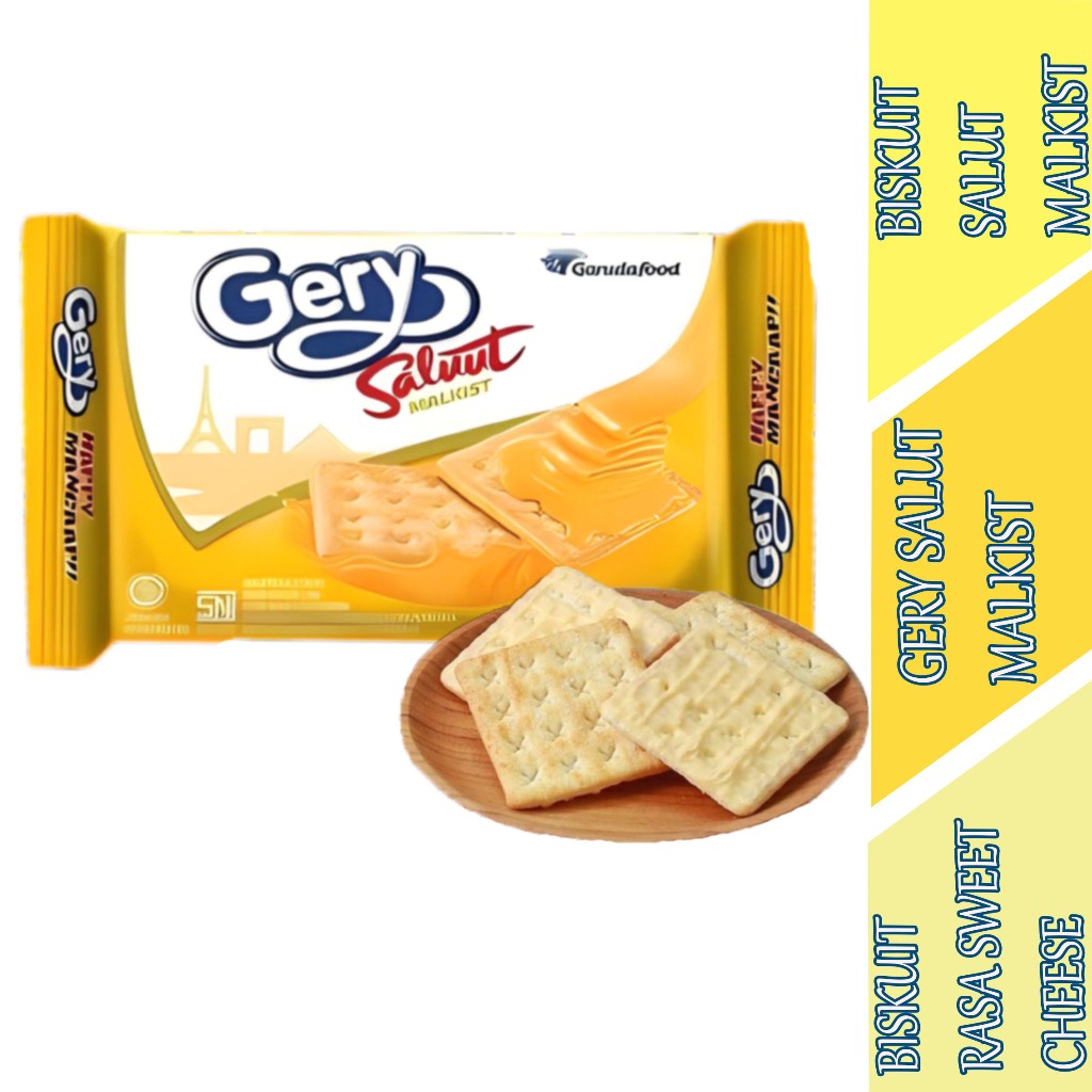 

Biskuit Rasa Sweet Cheese - Gerry Salut Malkist - Biskuit Malkist Bersalut Keju - 100gr