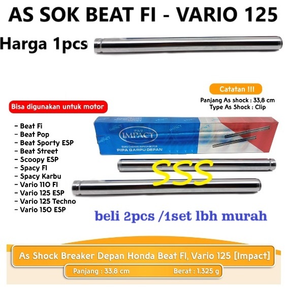 1 Pcs As Shock As Sok Breaker Depan Honda Beat FI Vario 125 Vario CBS Scoppy FI Tipe Clip Impact