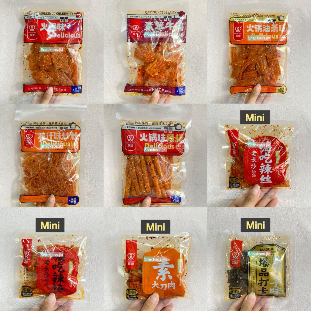 

SHUANG JIAO LATIAO VEGETARIAN SPICY SNACK / LA TIAO SPICY HOT POT STRIP