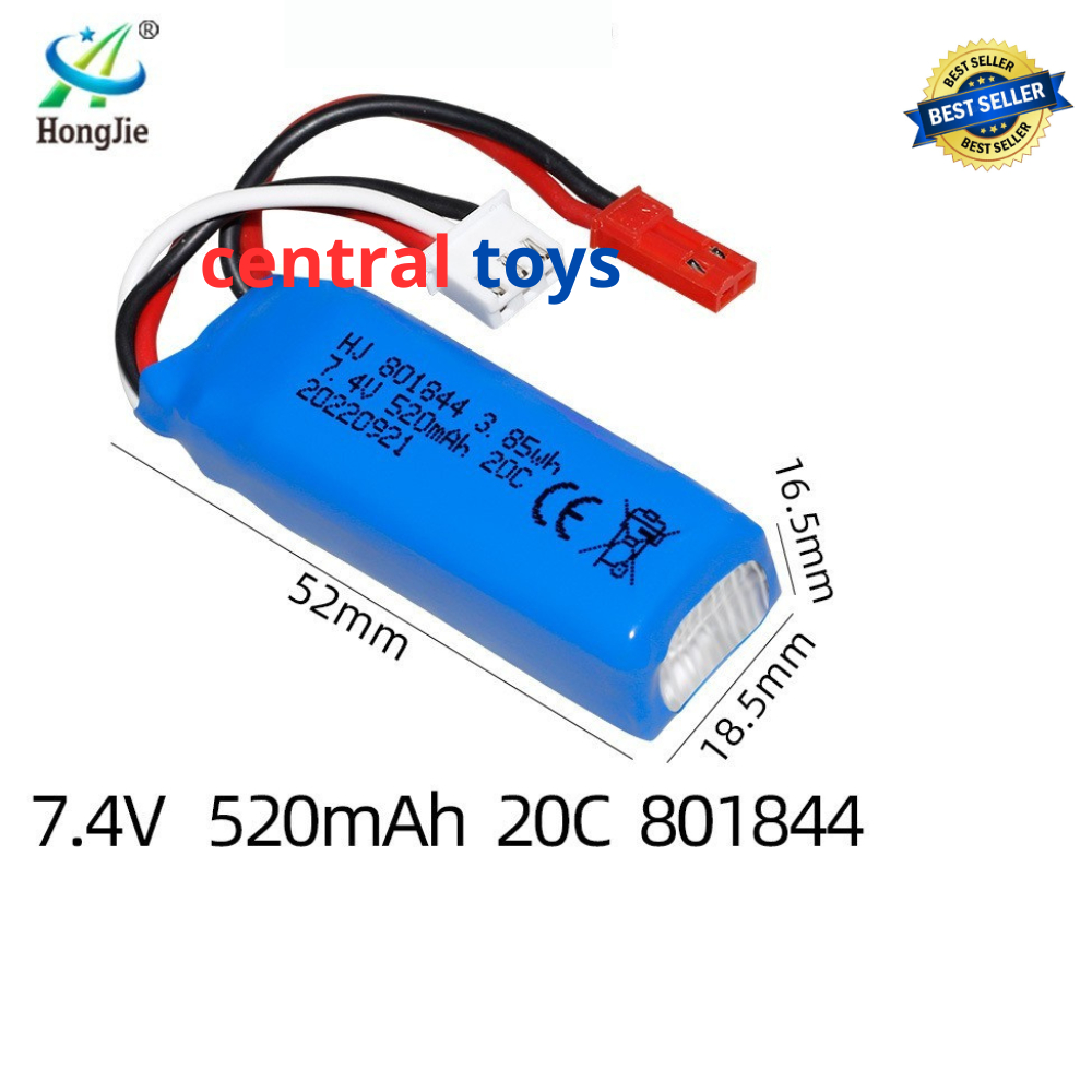 baterai lipo 7.4V 520mAH dual soket JST XH 2.54 F959 XK A600 XK X420