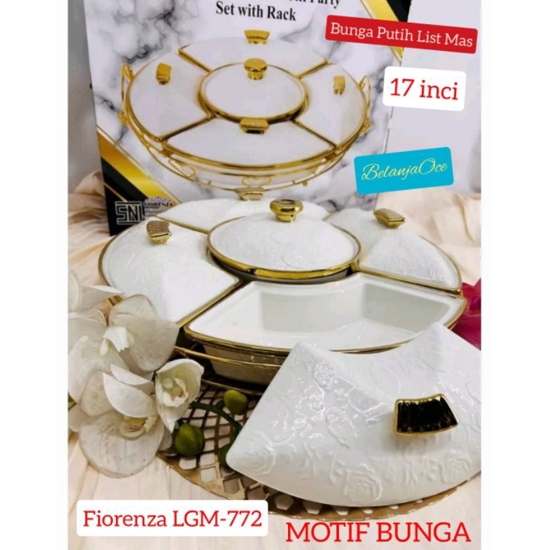 [Packing Kayu] Prasmanan Putar Fiorenza Keramik Set 17 inch